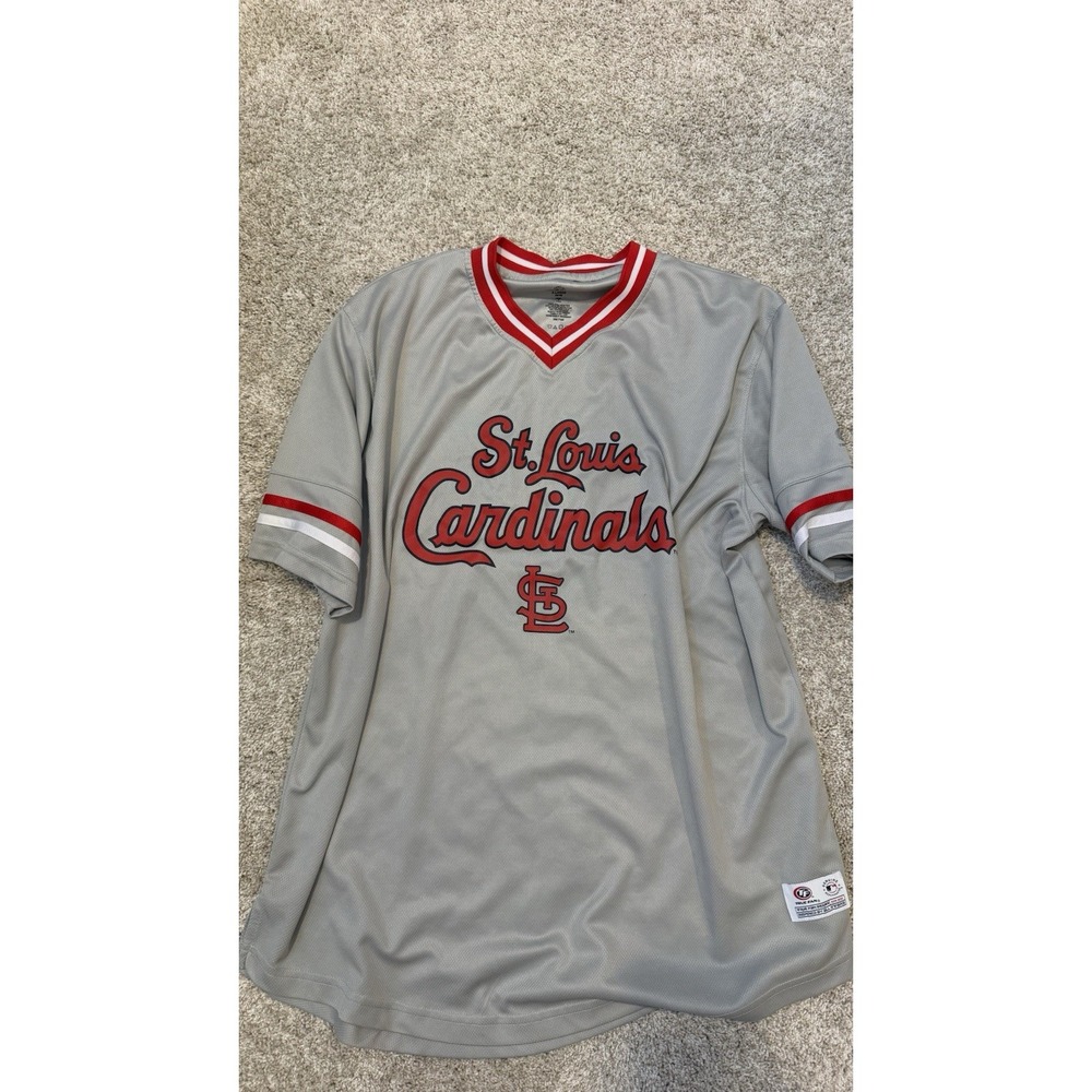 Saint Louis Cardinals True Fan Mens XL Gray Baseball Jersey Shirt